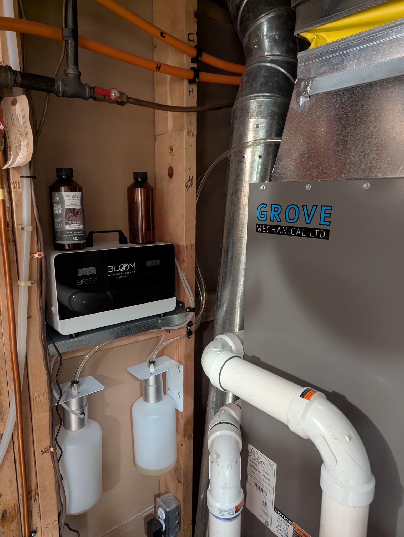 Grove Mechanical branded furnace with Bloom aromatherapy system