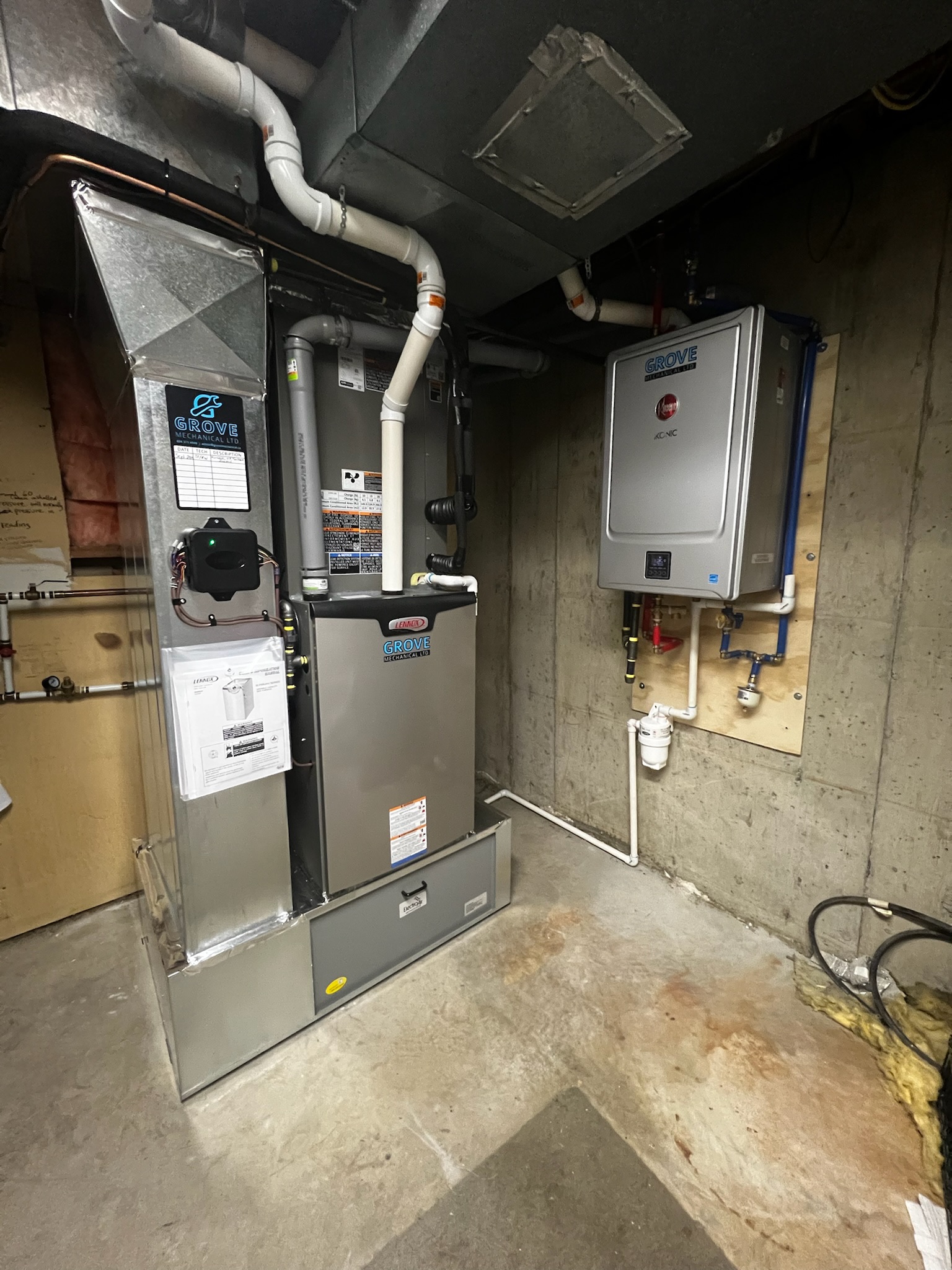 Lennox furnace and ductwork installation by Grove Mechanical